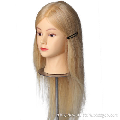 Realistic mannequin head with human hair for training, women hair mannequin head
